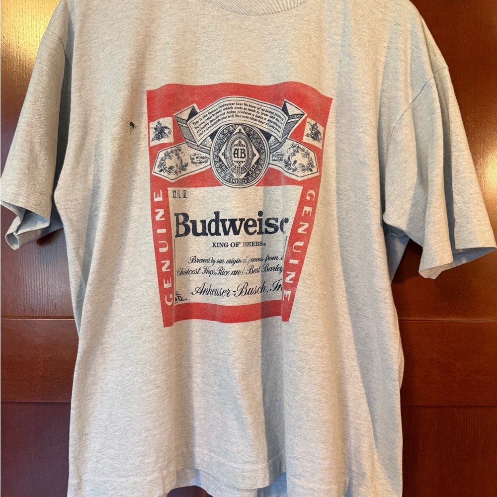90’s Vintage Budweiser Gray Short Sleeve Tee Classic Style